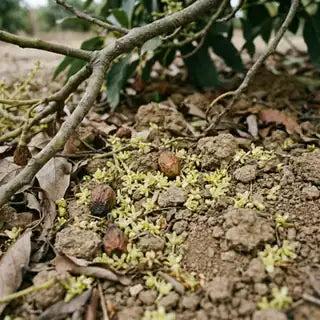 Flores caídas en el suelo